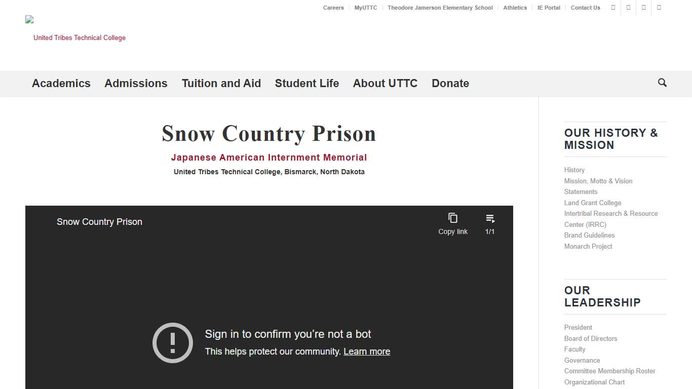 Snow Country Prison Memorial at Bismarck -